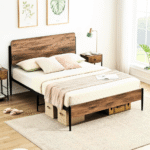 Amyove Full Size Black Metal Bed Frame
