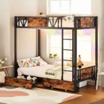 Bunk Bed Dormitory Bed with Power Outlet and Drawers