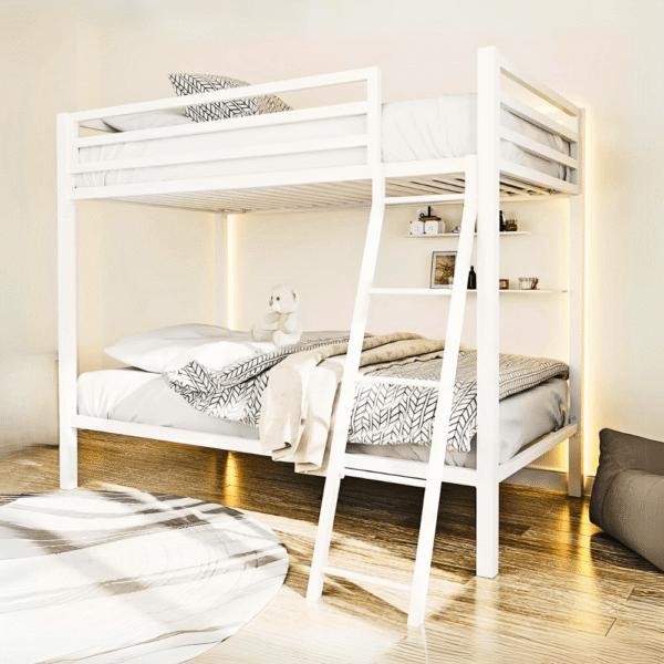 Ikalido Twin Over Twin Metal Bunk Bed with Safety Guard Rail