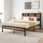 Metal Bed Frame with Storage Headboard