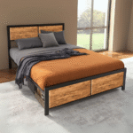 Portland Double Rustic Brown Steel Bed Frame