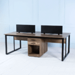 Team 4-Person Office Workstation (Walnut)