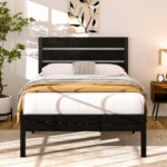 Twin Heavy Metal + Wood Platform Bed