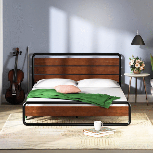 ZINUS Therese Metal and Wood Platform Bed Frame