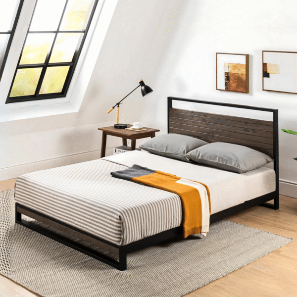 ZINUS Suzanne Metal and Wood Platform Bed Frame with Headboard