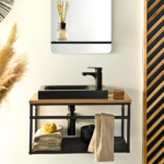 Industrial Teak Wall-Mount Vanity