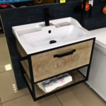 Rustic Oak Vanity Unit with Ceramic Sink