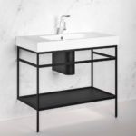 Open Steel Console Vanity with White Basin
