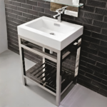 Oak Double-Door Vanity with Vessel Sink