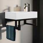 Dark Walnut Double Vanity with Open Shelves