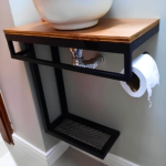 Wall-Mount Basin Shelf with Paper Holder