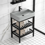Grey Stone Basin Vanity Single Drawer