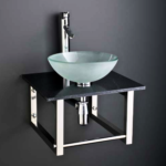 Mini Wood Top Vanity with Black Basin