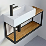 White Cabinet Vanity with Round Vessel Sink
