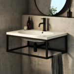 Wall-Mount Oval Basin on Black Steel Frame