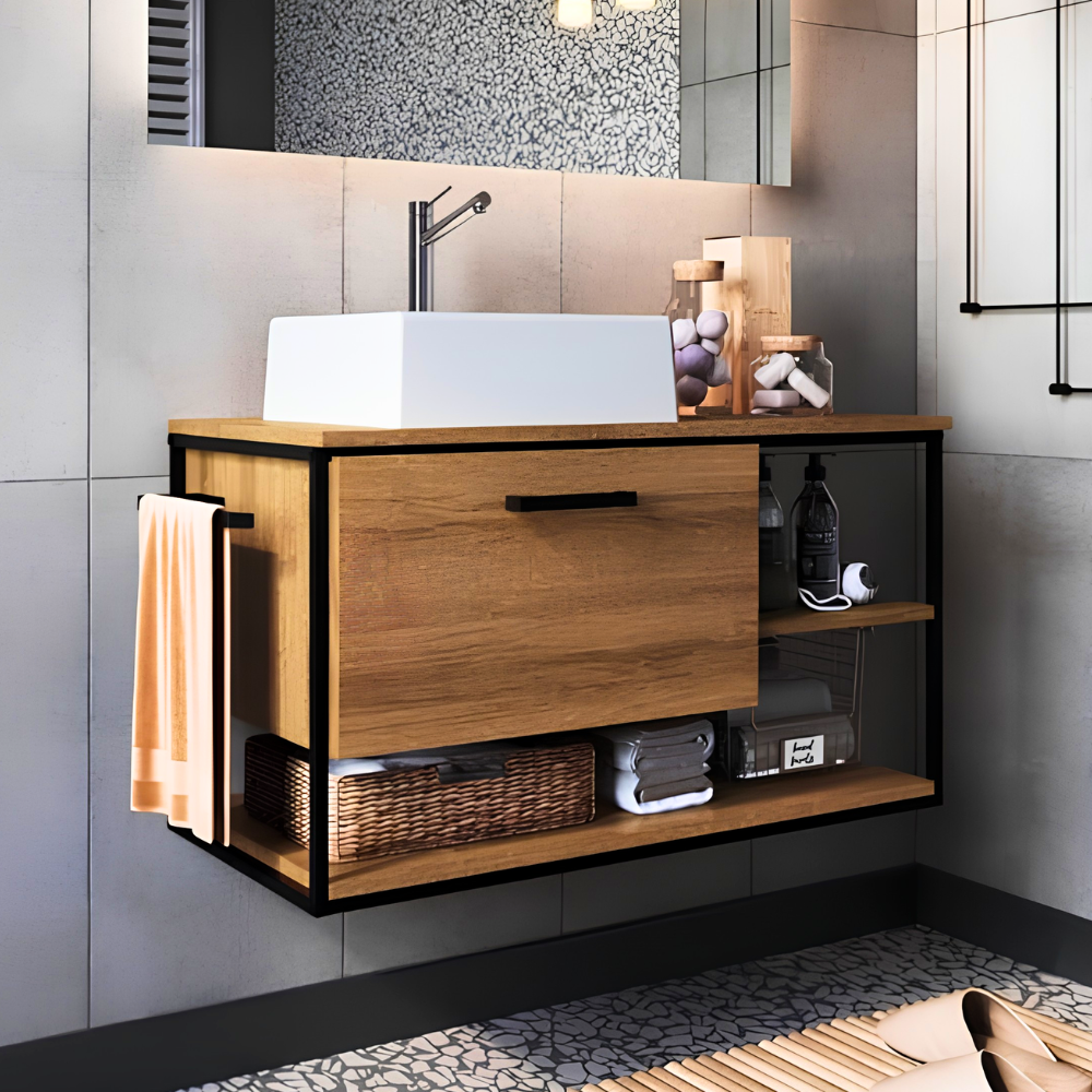 237 Double Drawer Dark Wood Double Basin Vanity - Image 1