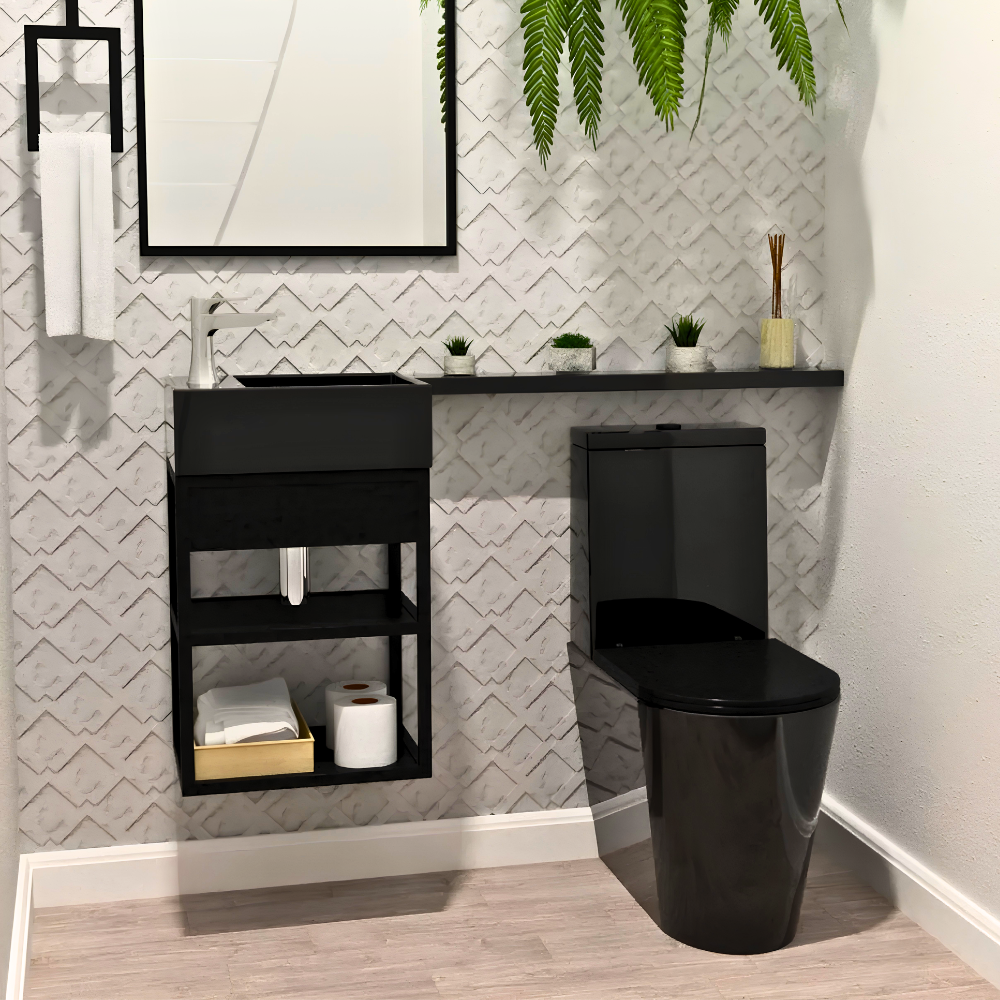 241 Fluted Wood Vanity with Stone Countertop - Image 1