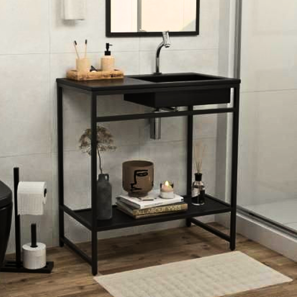 244 Light Grey Single Drawer Vessel Sink Vanity - Image 1