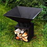 Fire Pit with Log Storage Base