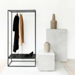Minimal Steel Open Wardrobe with Mesh Shelf