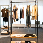 Industrial Open Wardrobe with Wood Shelves