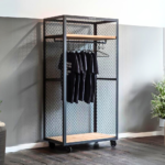 Industrial Mesh Wardrobe on Wheels