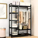 Open Steel Wardrobe with Double Shelf