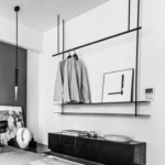 Steel Clothes Rail with Wood Top