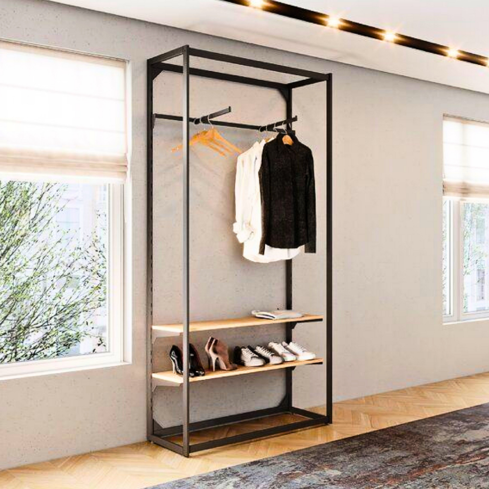 320 Open Wardrobe with Two Wood Shelves - Image 1