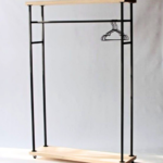 Steel Clothes Rail with Wood Top and Base
