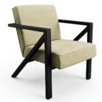 Cream Fabric Armchair with Dark Wood Z-Frame