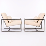 Ivory Boucle Lounge Chair with Gunmetal Steel Frame