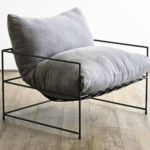 Charcoal Oversized Cushion Sling Armchair with Black Frame