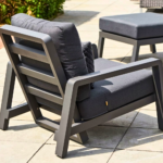 Outdoor Armchair with Dark Aluminium Frame and Charcoal Cushions