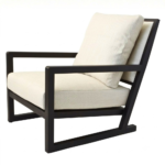 Ivory Fabric Armchair with Dark Espresso Wood Frame