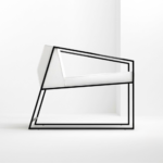 Ultra-Geometric White Architectural Armchair with Black Frame