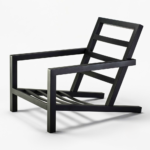 Black Steel Lounge Chair Frame with Slatted Back and Open Base