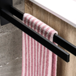 Matte Black Square Double Towel Bar — Wall Mounted