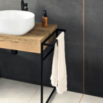 Black Steel Vanity Frame with Integrated Towel Rail