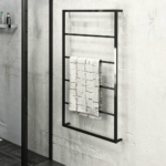 Black Steel Multi-Bar Wall-Mounted Towel Rack