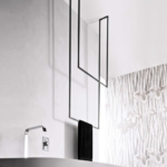 Black Steel Ceiling-Mounted Vertical Towel Hanger