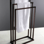Oil-Rubbed Bronze Square Freestanding 3-Bar Towel Stand