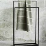 Matte Black Square Freestanding Double-Bar Towel Stand