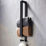 Matte Black Vertical Wall Towel Holder with Square Hook