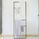 Black Steel Tall Freestanding Ladder Towel Rack
