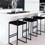 Black Velvet Bar Stool with Low Back and Matte Black Frame