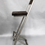 Solid Walnut Bar Stool with Wood Back and Brushed Steel Z-Frame