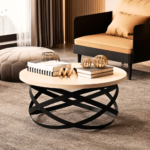 Round Light Wood Spiral Coffee Table
