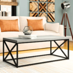 Concrete-Look X-Frame Coffee Table