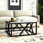 Marble Top Geometric Cage Coffee Table